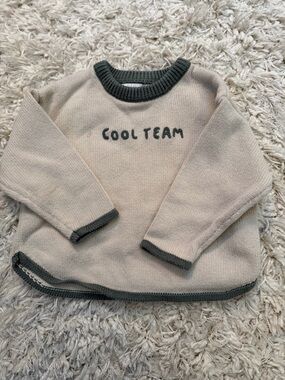 Zara Beige Sweater with Charcoal Trim